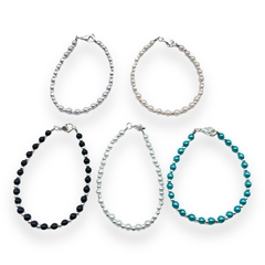VOL-101-1 Pulseras Perlas (4 mm) - Variedad de Colores Acero Blanco - comprar online