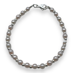 Imagen de VOL-101-1 Pulseras Perlas (4 mm) - Variedad de Colores Acero Blanco