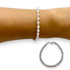 VOL-101-1 Pulseras Perlas (4 mm) - Variedad de Colores Acero Blanco - tienda online