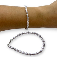 VOL-101-1 Pulseras Perlas (4 mm) - Variedad de Colores Acero Blanco en internet