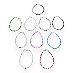 VOL-100-2 Pulseras Cristal de Roca con Ojito - Variedad de Colores Acero Blanco