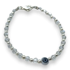 VOL-100-2 Pulseras Cristal de Roca con Ojito - Variedad de Colores Acero Blanco en internet