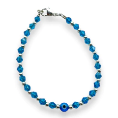 VOL-100-2 Pulseras Cristal de Roca con Ojito - Variedad de Colores Acero Blanco - tienda online