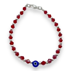 VOL-100-2 Pulseras Cristal de Roca con Ojito - Variedad de Colores Acero Blanco - Stal Joyas