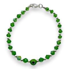 VOL-100-2 Pulseras Cristal de Roca con Ojito - Variedad de Colores Acero Blanco - tienda online
