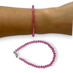 SWA 26 Pulsera Solo Piedras Color Rose Plata Italiana