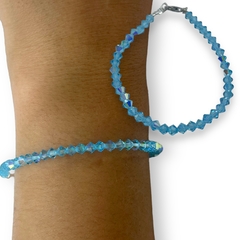 SWA 26 Pulsera Solo Piedras Color Azul Agua Boreal Plata Italiana