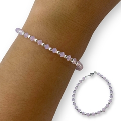 SWA 26 Pulsera Piedras Color Rose Opal Plata Italiana