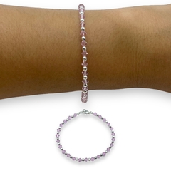 SWA 26 Pulsera Piedras Color Rosine Plata Italiana