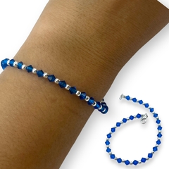 SWA 26 Pulsera Piedras Color Azul Capri Blue Plata Italiana