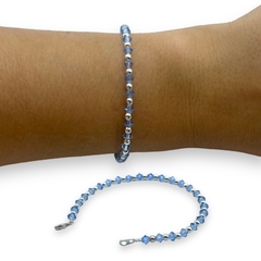 SWA 26 Pulsera Piedras Color Azul Bohemica Plata Italiana