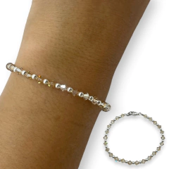 SWA 26 Pulsera Piedras Color Ambar Plata Italiana