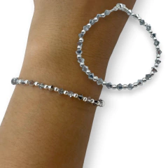 SWA 26 Pulsera Piedras Color Petra Cristal Labrador Plata Italiana