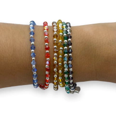 VOL-100-1 Pulseras Cristal de Roca - Variedad de Colores Acero Blanco en internet