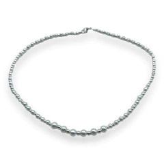 VOL-103 Collar de Perlas de Vidrio Degrade Blancas Acero Blanco en internet