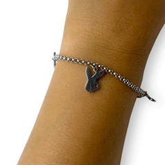 SIN-74 Pulsera con Dijes Conejitos - Últimas Unidades Acero Quirúrgico - comprar online