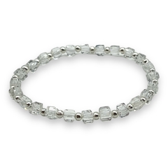VOL-106 Pulsera Elastizada Cuadrada - Variedad de Colores Cristal de Roca - Stal Joyas