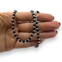 VOL-103-2 Collar Perlas Negras 4 mm de Vidrio (45 cm) Acero Blanco en internet