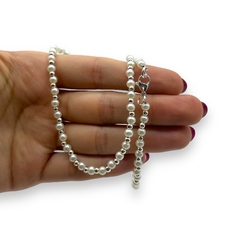 VOL-103-2 Collar Perlas Blancas 4 mm de Vidrio (45 cm) Acero Blanco - comprar online