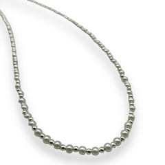 VOL-103-2 Collar Perlas Blancas 4 mm de Vidrio (45 cm) Acero Blanco en internet