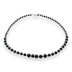 VOL-103-2 Collar Degrade Perlas Negras de Vidrio (45 cm) Acero Blanco - comprar online