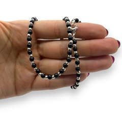 VOL-103-2 Collar Degrade Perlas Negras de Vidrio (45 cm) Acero Blanco en internet
