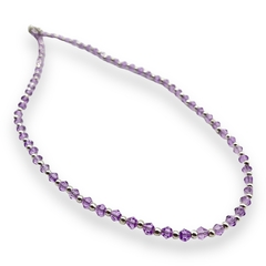 VOL-103-1 Collar Piedras Lila Cristal de Roca (45 cm) Acero Blanco
