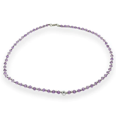 VOL-103-1 Collar Piedras Lila Cristal de Roca y Ojito (45 cm) Acero Blanco en internet