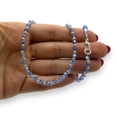 VOL-103-1 Collar Piedras Turquesas Cristal de Roca (45 cm) Acero Blanco - comprar online