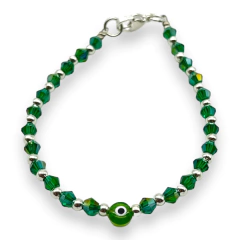 VOL-100-2 Pulseras Cristal de Roca con Ojito - Variedad de Colores Acero Blanco - Stal Joyas