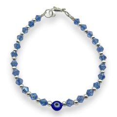 VOL-100-2 Pulseras Cristal de Roca con Ojito - Variedad de Colores Acero Blanco - tienda online