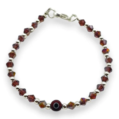 Imagen de VOL-100-2 Pulseras Cristal de Roca con Ojito - Variedad de Colores Acero Blanco