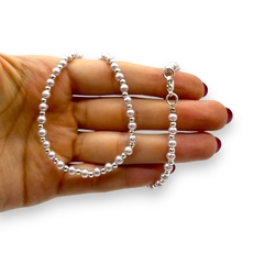 VOL-103-2 Collar Perlas de Vidrio Lilas (45 cm) Acero Blanco