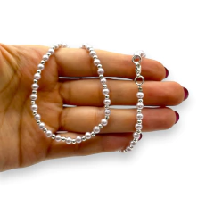 VOL-103-2 Collar Perlas de Vidrio Lilas (45 cm) Acero Blanco