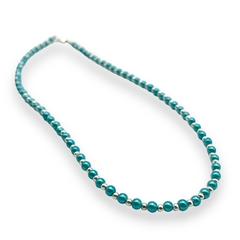 VOL-103-2 Collar Perlas de Vidrio Turquesa (45 cm) Acero Blanco - comprar online
