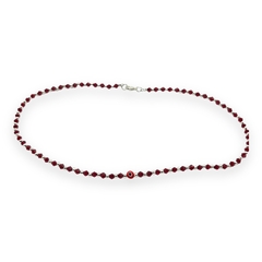 VOL-103-1 Collar Piedras Rojas Cristal de Roca y Ojito (45 cm) Acero Blanco - comprar online
