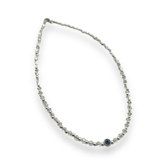 VOL-103-1 Collar Piedras Blancas Cristal de Roca y Ojito (45 cm) Acero Blanco - comprar online