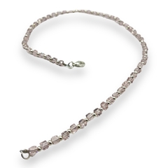 VOL-105 Collar Piedras Cuadradas Cristal de Roca Rosa Acero Blanco (45 cm) - comprar online