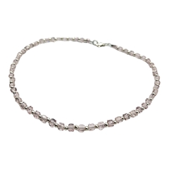 VOL-105 Collar Piedras Cuadradas Cristal de Roca Rosa Acero Blanco (45 cm) en internet