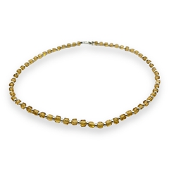 VOL-105 Collar Piedras Cuadradas Cristal de Roca Ambar Acero Blanco (45 cm) - comprar online