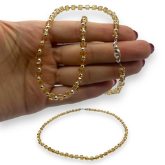 VOL-105 Collar Piedras Cuadradas Cristal de Roca Ambar Acero Blanco (45 cm)