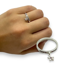 CRI 184 Anillo con Estrella Colgante - Variedad Colores Plata 925