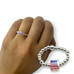 SWA-SIN Anillos Elastizados Cuadrado - Variedad de Colores Plata Italiana - Stal Joyas
