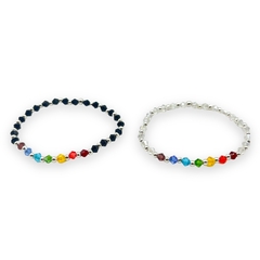 VOL-104-2 Pulseras Elastizada Cristal de Roca "Chakras Especial" - Variedad de Colores Acero Blanco - comprar online