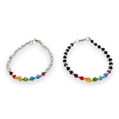 VOL-100-1 Pulseras Cristal de Roca "Chakras Especial" - Variedad de Colores Acero Blanco