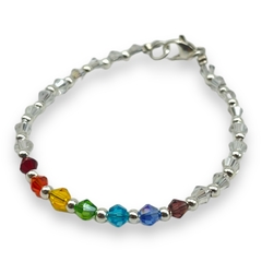 VOL-100-1 Pulseras Cristal de Roca "Chakras Especial" - Variedad de Colores Acero Blanco - comprar online