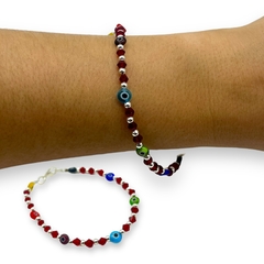 VOL-100 Pulsera Cristal de Roca "Diseño Ojitos"- Variedad de Colores Acero Blanco - tienda online