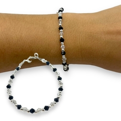 VOL-100 Pulsera Cristal de Roca "Diseño Blanco y Negro" Acero Blanco - comprar online