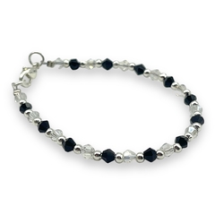 VOL-100 Pulsera Cristal de Roca "Diseño Blanco y Negro" Acero Blanco - Stal Joyas