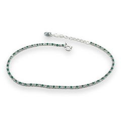 3.2 gr Pulsera Premium Cubics Blancos y Esmeralda Plata Italiana - comprar online